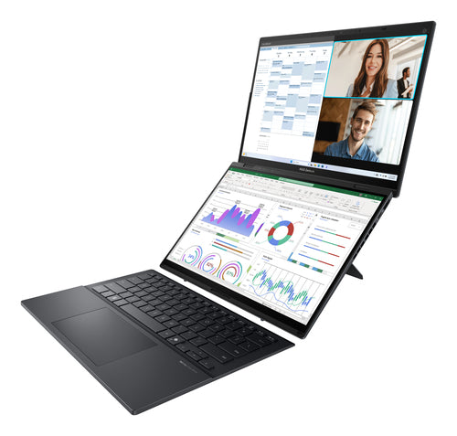 ASUS Zenbook Duo UX8406CA-PS99T Intel Core Ultra 9 285H Hybrid (2-in-1) 35.6 cm (14") Touchscreen 3K 32 GB LPDDR5x-SDRAM 1 TB SSD Wi-Fi 7 (802.11be) Windows 11 Home Grey
