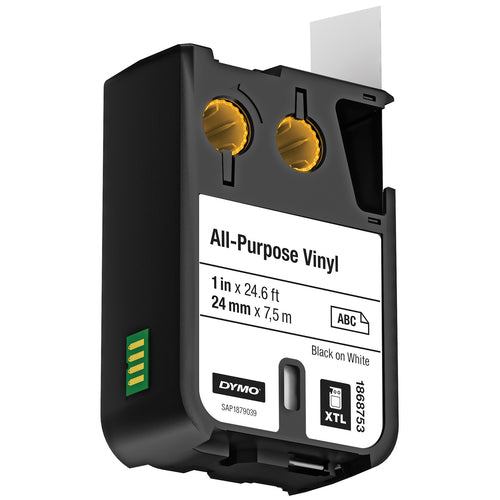 DYMO XTL All-Purpose Vinyl Labels | 24 mm x 7 m | Black on White
