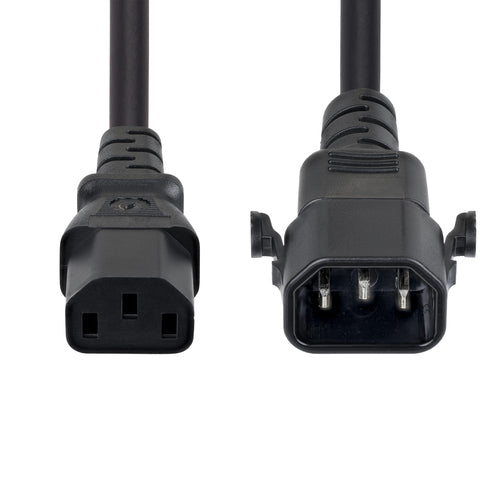 StarTech.com 10ft (3m) Power Extension Cord, Locking C14 to C13, PDU Power Cord, 10A 250V, 18AWG, AC Power Cable Extension, TAA Compliant, UL Listed