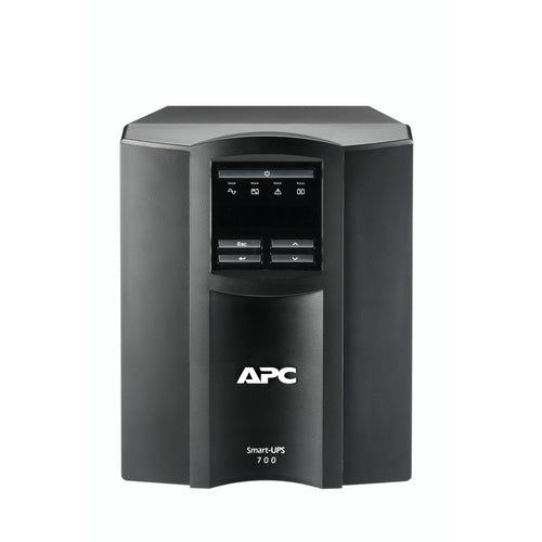 APC Smart-UPS, Line Interactive, 700VA, Tower, 120V, 8x NEMA 5-15R outlets, SmartSlot, Auto Sense Voltage 120V/230V, AVR, LCD