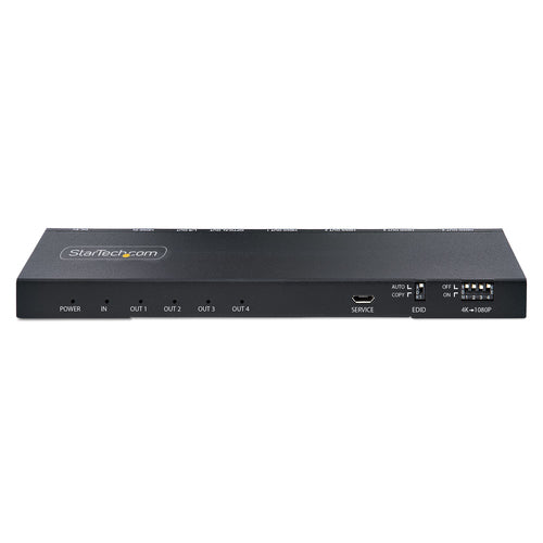 StarTech.com 4-Port HDMI Splitter, 4K 60Hz HDMI 2.0 Video, 4K HDMI Splitter w/ Built-in Scaler, HDMI Splitter 1 In 4 Out, 3.5mm/Optical Audio Port, HDMI Display/Output Splitter
