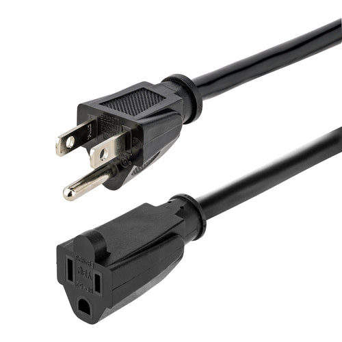 StarTech.com 15ft (4.5m) Heavy Duty Extension Cord, NEMA 5-15R to NEMA 5-15P Black Extension Cord, 15A 125V, 14AWG, Heavy Gauge Extension Power Cable, NEMA 5-15R to NEMA 5-15P AC Power Cord