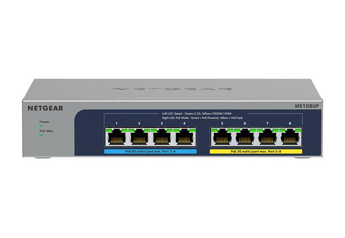 NETGEAR MS108UP Unmanaged 2.5G Ethernet (100/1000/2500) Power over Ethernet (PoE)