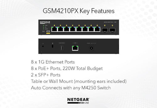 NETGEAR 8x1G PoE+ 220W and 2xSFP+ Managed Switch