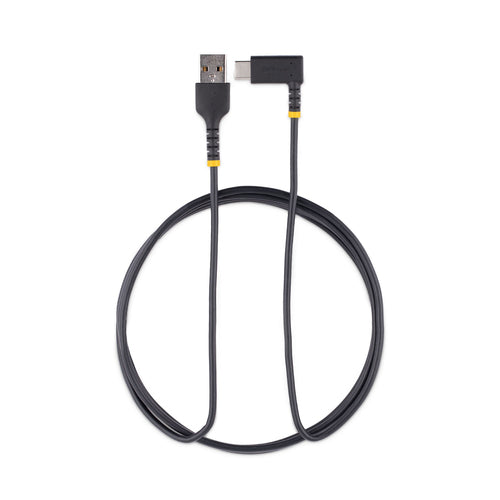 StarTech.com 6ft (2m) USB A to C Charging Cable Right Angle - Heavy Duty Fast Charge USB-C Cable - Black USB 2.0 A to Type-C - Rugged Aramid Fiber - 3A - USB Charging Cord