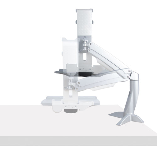 StarTech.com Sit-Stand Monitor Arm with Keyboard/Mouse Tray - Adjustable Desk Mount Sit-Stand Workstation Arm for Single 27" VESA Display - Ergonomic Articulating Standing Desk Converter