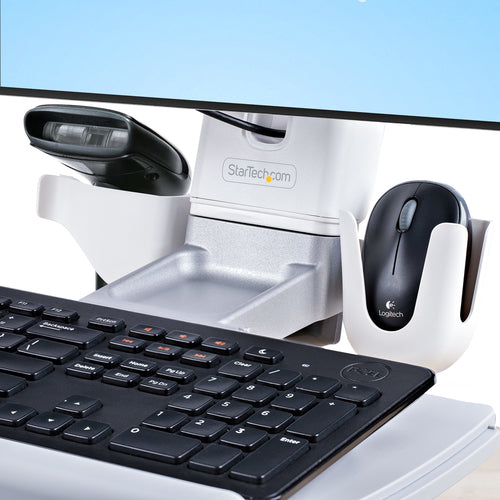 StarTech.com Wall Mount Workstation, Full Motion Sit Stand Desk w/ Height Adjustable VESA Monitor Arm & Keyboard Tray, Ergonomic Wall Mounted Computer Workstation, Single 27"/32" Display