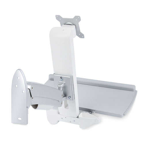 StarTech.com Wall Mount Workstation, Full Motion Sit Stand Desk w/ Height Adjustable VESA Monitor Arm & Keyboard Tray, Ergonomic Wall Mounted Computer Workstation, Single 27"/32" Display