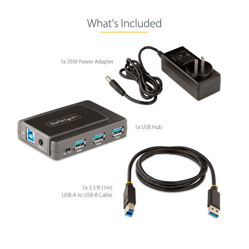 StarTech.com 7-Port USB Hub - USB 3.0 5Gbps - USB-A to 7x USB-A - Compact Self Powered USB-A Hub w/ 35W Power Supply - Desktop/Laptop USB Hub - USB Expansion Hub