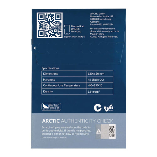 ARCTIC TP-3 Premium Performance Thermal Pad 120 x 20 mm, 1.5 mm