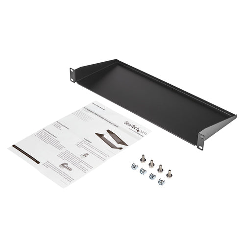 StarTech.com 1U Server Rack Shelf, Universal Rack Mount Cantilever Tray for 19" Network Equipment Rack/Cabinet, Heavy Duty Steel, Weight Capacity 33lb/15kg, 7in (18cm) Deep