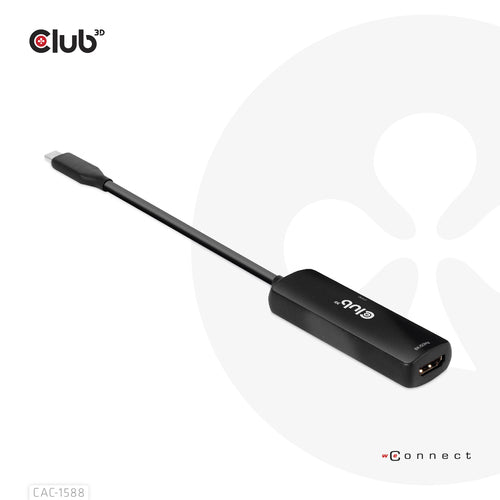 CLUB3D USB Gen2 Type-C to HDMI™ 8K60Hz or 4K120Hz HDR10+ with DSC1.2 with Power Delivery 3.0 Active Adapter M/F