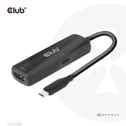 CLUB3D USB Gen2 Type-C to HDMI™ 8K60Hz or 4K120Hz HDR10+ with DSC1.2 with Power Delivery 3.0 Active Adapter M/F