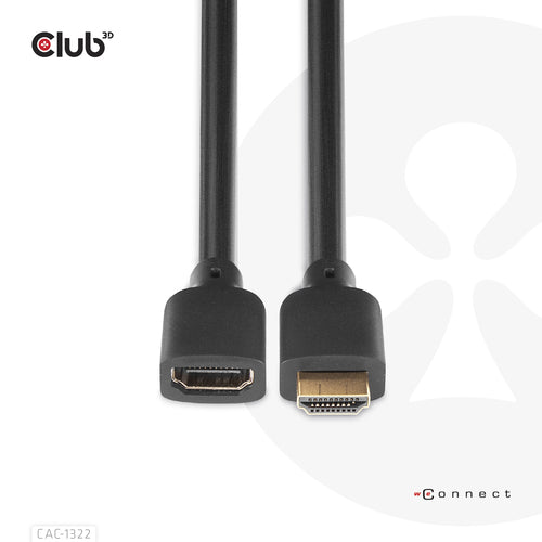 CLUB3D Ultra High Speed HDMI Extension Cable 4K120Hz 8K60Hz 48Gbps M/F 1 m / 3.28 ft 30AWG