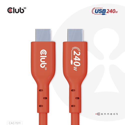 CLUB3D USB2 Type-C Bi-Directional USB-IF Certified Cable Data 480Mb, PD 240W(48V/5A) EPR M/M 1m / 3.23 ft