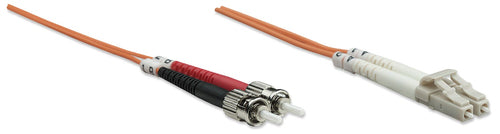 Intellinet Fiber Optic Patch Cable, OM1, LC/ST, 3m, Orange, Duplex, Multimode, 62.5/125 µm, LSZH, Fibre, Lifetime Warranty