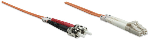 Intellinet Fiber Optic Patch Cable, OM1, LC/ST, 5m, Orange, Duplex, Multimode, 62.5/125 µm, LSZH, Fibre, Lifetime Warranty
