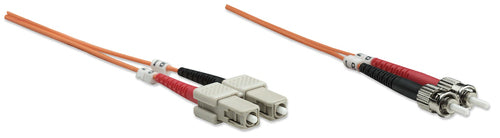 Intellinet Fiber Optic Patch Cable, OM1, ST/SC, 1m, Orange, Duplex, Multimode, 62.5/125 µm, LSZH, Fibre, Lifetime Warranty
