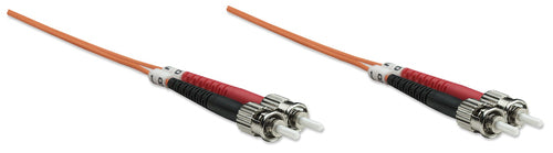 Intellinet Fiber Optic Patch Cable, OM1, ST/ST, 1m, Orange, Duplex, Multimode, 62.5/125 µm, LSZH, Fibre, Lifetime Warranty