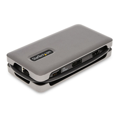 StarTech.com USB-C Multiport Adapter - 4K 60Hz HDMI/DP - 3-Port USB Hub - 100W Power Delivery Pass-Through - GbE - Travel Mini Docking Station w/ Charging - 1ft/30cm Wrap-Around Cable