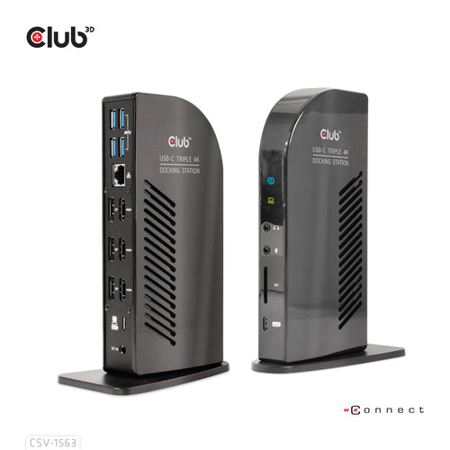 CLUB3D USB Gen2(10G) Type-C Triple 4K60Hz Display(HDMI/DP) Docking Station PD Charging with 135 Watt PS