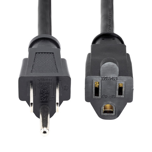 StarTech.com 1ft (30cm) Short Extension Cord, NEMA 5-15R to NEMA 5-15P Black Extension Cord, 13A 125V, 16AWG, Outlet Extension Power Cable, NEMA 5-15R to NEMA 5-15P AC Computer Power Cord - UL Listed