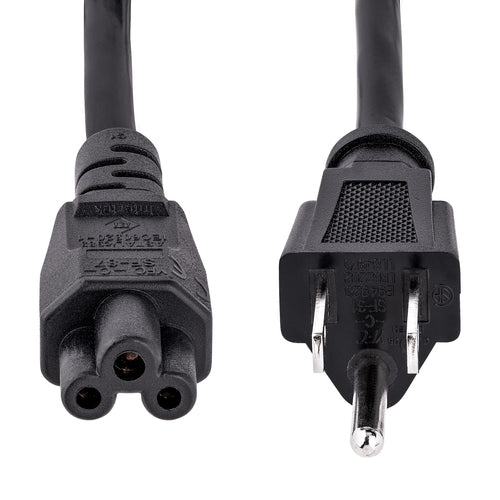 StarTech.com 6ft (1.8m) Laptop Power Cord, NEMA 5-15P to C5 (Clover Leaf), 10A 125V, 18AWG, Laptop Replacement Cord, Printer Power Cable, Laptop Charger Cord, Laptop Power Brick Cord - UL Listed