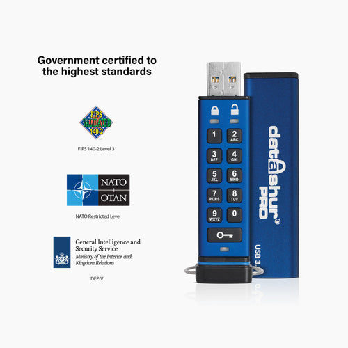 iStorage datAshur PRO 4 GB | Secure Flash Drive | FIPS 140-2 Level 3 Certified| NLNCSA DEP-V Certified | NATO Restricted Certified |AES-XTS 256-bit Hardware Encryption | PIN protected | Dust/Water Resistant