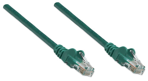 Intellinet Network Patch Cable, Cat5e, 15m, Green, CCA, U/UTP, PVC, RJ45, Gold Plated Contacts, Snagless, Booted, Lifetime Warranty