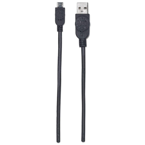 Manhattan USB-A to Micro-USB Cable, 3m, Male to Male, Black, 480 Mbps (USB 2.0), Equivalent to UUSBHAUB3M, Hi-Speed USB, Lifetime Warranty, Polybag