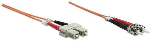 Intellinet Fiber Optic Patch Cable, OM1, ST/SC, 3m, Orange, Duplex, Multimode, 62.5/125 µm, LSZH, Fibre, Lifetime Warranty