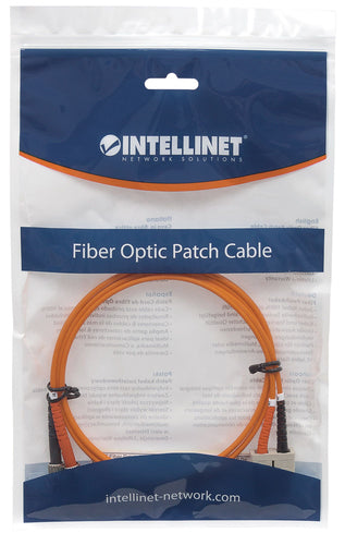 Intellinet Fiber Optic Patch Cable, OM1, ST/SC, 1m, Orange, Duplex, Multimode, 62.5/125 µm, LSZH, Fibre, Lifetime Warranty