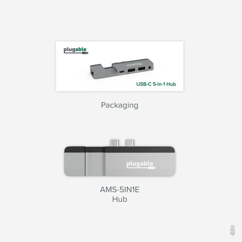 Plugable Technologies 5-in-1 USB C Hub Multiport Adapter for MacBook Pro 14/16 Inch, Macbook Air M2 - USB-C 40Gbps Port Compatible with Thunderbolt/USB4 and 100W PD, Supports MagSafe (Ethernet, 2x USB), Driverless