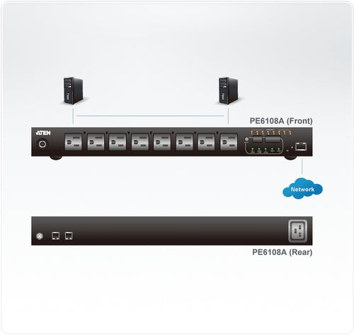 ATEN 1U 10A 8 Outlet Switched Bank Metered PDU + Free Eco PDU Manager Software