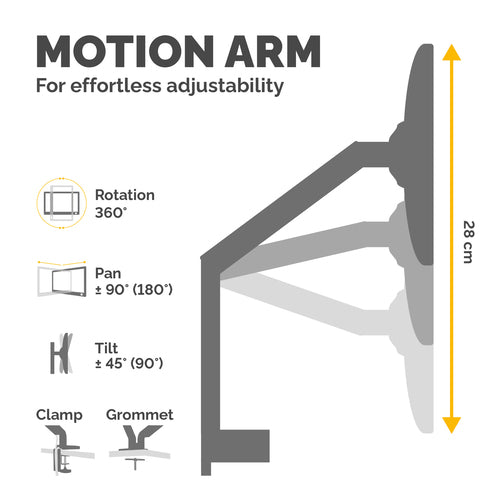 Fellowes Platinum Series Monitor Arm - Monitor Mount for 8KG 40 Inch Screens - Adjustable Monitor Desk Mount - Tilt 45° Pan 180° Swivel 360° Rotation 360°, VESA 75 x 75/100 x 100 - Silver