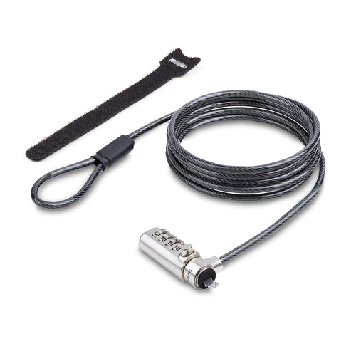 StarTech.com Slim Lock K-Slot Compatible, 5ft (1.5m) Locking Cable, Desk Anti-Theft Security For Laptop/Notebook, Cut-Resistant Steel Cable, Combination Lock