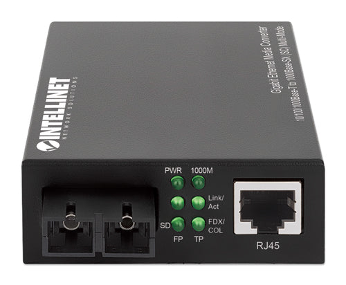 Intellinet Gigabit Ethernet Media Converter 10/100/1000Base-T to 1000Base-SX (SC) Multi-Mode, 550 m (1,800 ft.), Autonegotiation