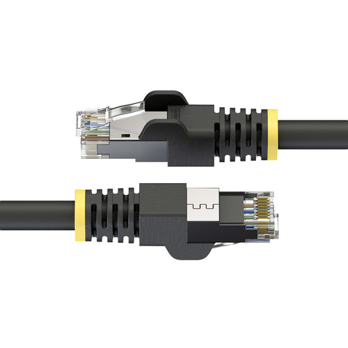 StarTech.com 25ft Black Cat6A Outdoor Ethernet Cable, Snagless RJ45, S/FTP, 23AWG Pure Bare Copper, 500MHz, Shielded Outdoor Rated Patch Cord, UV Resistant