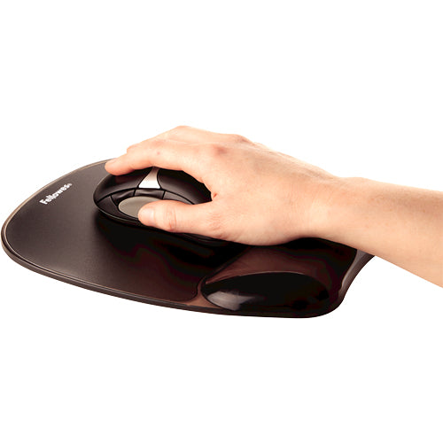 Fellowes Mouse Mat Wrist Support - Crystals Gel Mouse Pad with Non Slip Rubber Base - Ergonomic Mouse Mat for Computer, Laptop, Home Office Use - Compatible with Laser and Optical Mice - Black