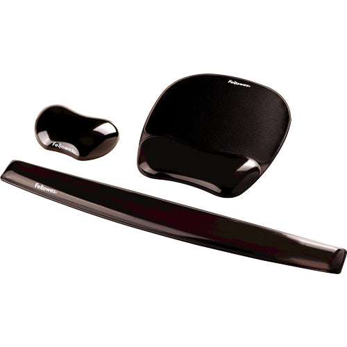 Fellowes Mouse Mat Wrist Support - Crystals Gel Mouse Pad with Non Slip Rubber Base - Ergonomic Mouse Mat for Computer, Laptop, Home Office Use - Compatible with Laser and Optical Mice - Black