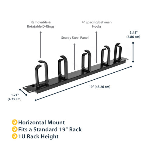 StarTech.com 1U 19in Metal Rackmount Cable Management Panel