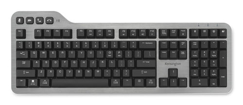 Kensington MK7500F QuietType Pro keyboard Home/Office USB + RF Wireless + Bluetooth QWERTY US English Aluminium, Black