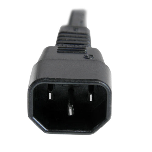 StarTech.com 6ft (1.8m) Heavy Duty Extension Cord, IEC 320 C14 to IEC 320 C15 Black Extension Cord, 15A 250V, 14AWG, Heavy Gauge Power Extension Cable, IEC 320 C14 to IEC 320 C15 AC Power Cord - UL Listed