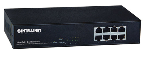 Intellinet 8-Port Fast Ethernet PoE+ Switch, 8 x PoE ports, IEEE 802.3at/af Power-over-Ethernet (PoE+/PoE), Endspan, Desktop, Box