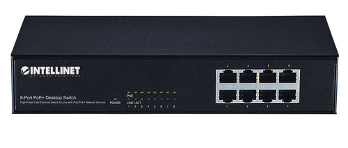 Intellinet 8-Port Fast Ethernet PoE+ Switch, 8 x PoE ports, IEEE 802.3at/af Power-over-Ethernet (PoE+/PoE), Endspan, Desktop, Box