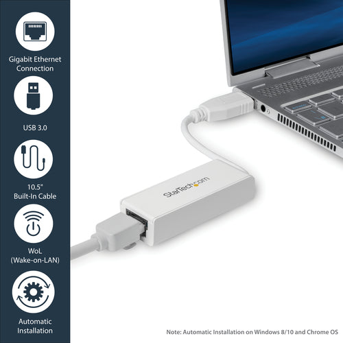 StarTech.com USB 3.0 to Gigabit Ethernet Network Adapter, 10/100/1000 Mbps, USB to RJ45, USB 3.0 to LAN Adapter, USB 3.0 Ethernet Adapter (GbE), TAA Complaint