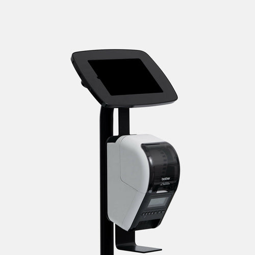 Bouncepad Original Floorstanding + Brother Printer Mount (inc USB Cable) | Exposed Front Camera and Home Button | Black | Samsung Galaxy Tab A9 and A11 8.7 Inch (2023 - 2025)
