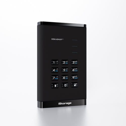 iStorage diskAshur³ 500GB Black | Secure Portable Hard Drive | | FIPS 140-3 Level 3 Complaint |Common Criteria EAL 5+ | PIN protected | AES-XTS 256-bit hardware encryption | GDPR, TAA Compliant | Dust/Water Resistant |