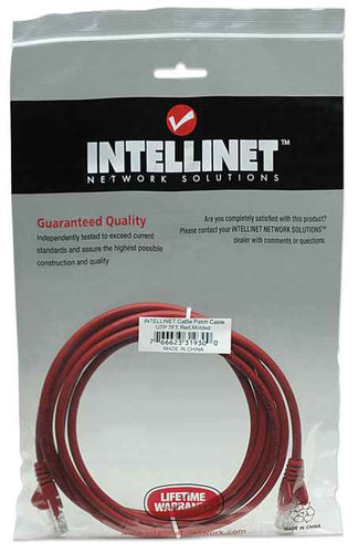 Intellinet Network Patch Cable, Cat5e, 2m, Red, CCA, U/UTP, PVC, RJ45, Gold Plated Contacts, Snagless, Booted, Lifetime Warranty