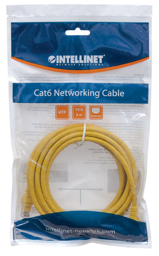 Intellinet Network Patch Cable, Cat6, 0.5m, Yellow, CCA, U/UTP, PVC, RJ45, Gold Plated Contacts, Snagless, Booted, Lifetime Warranty